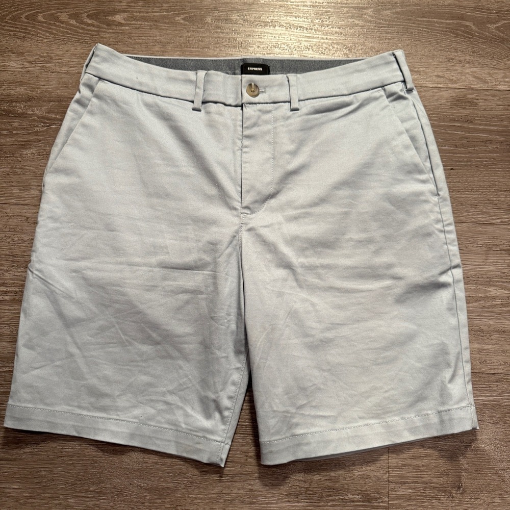 Express Shorts Mens 31 Blue Cotton Blend Slim Fit 8" Inseam Summer Casual Preppy